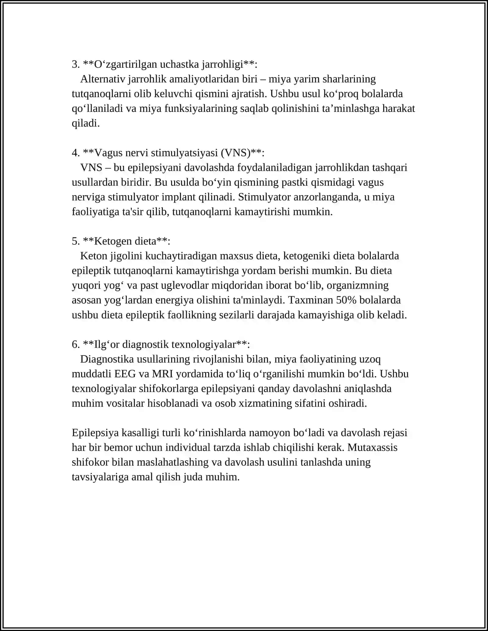 MUSTAQIL ISH Mavzu: EPELEPSIYAGA QARSHI VOSITALAR 4