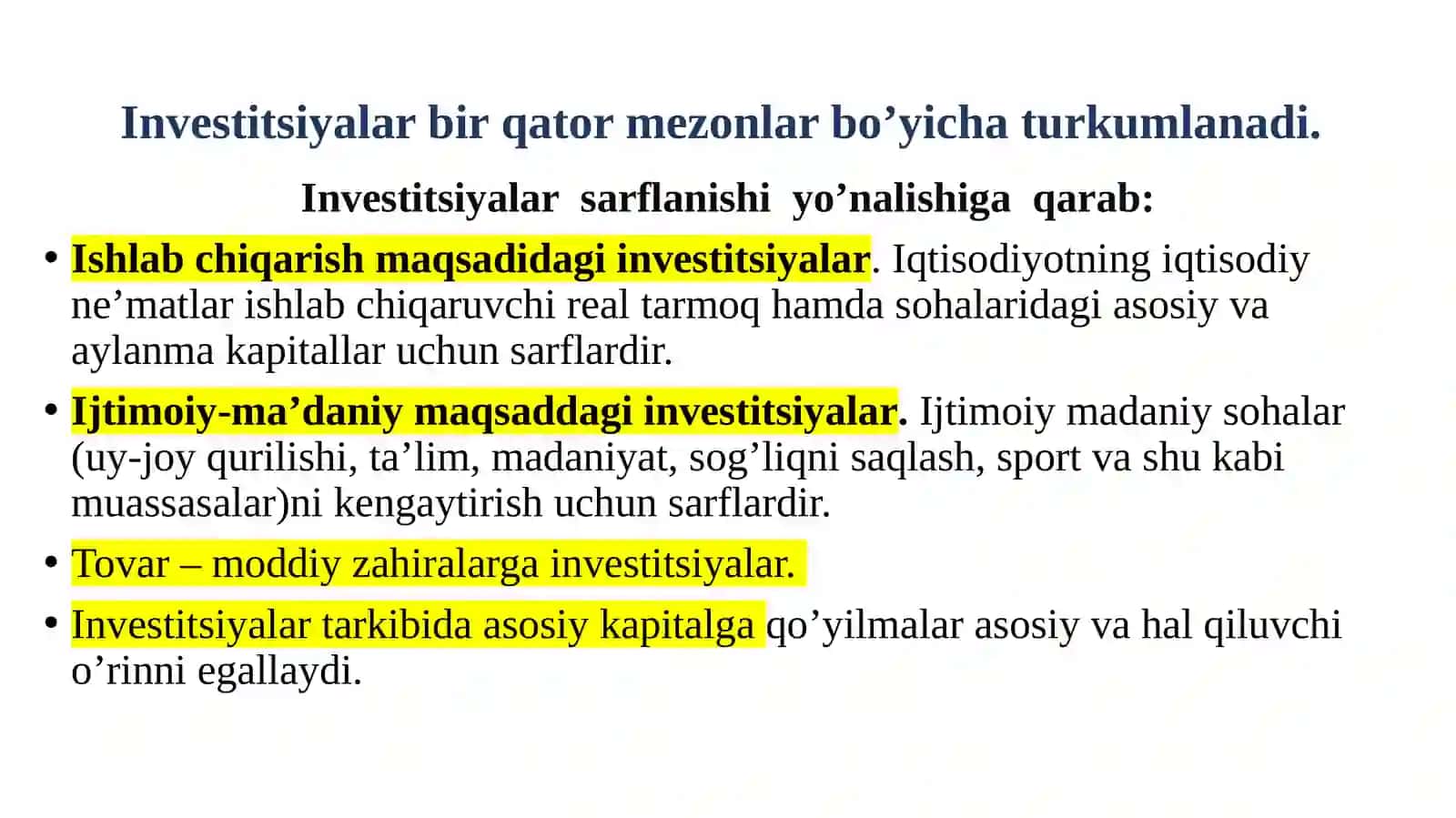 Investitsiyalar va tadbirkorlik faoliyatini moliyalashtirish 4