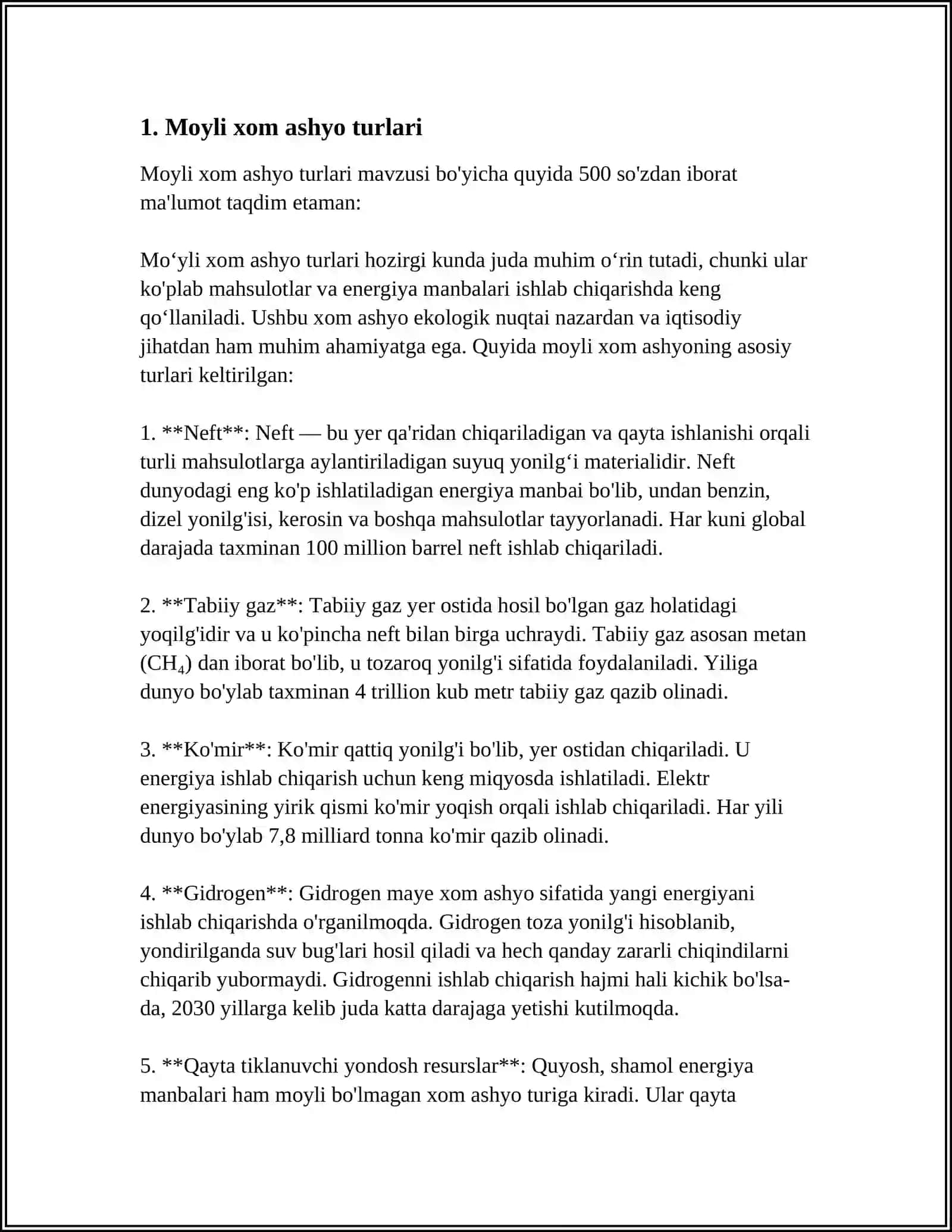 MOYLI XOM ASHYOLARNI QAYTA ISHLASHGA LOYIHALASHTIRISH 4