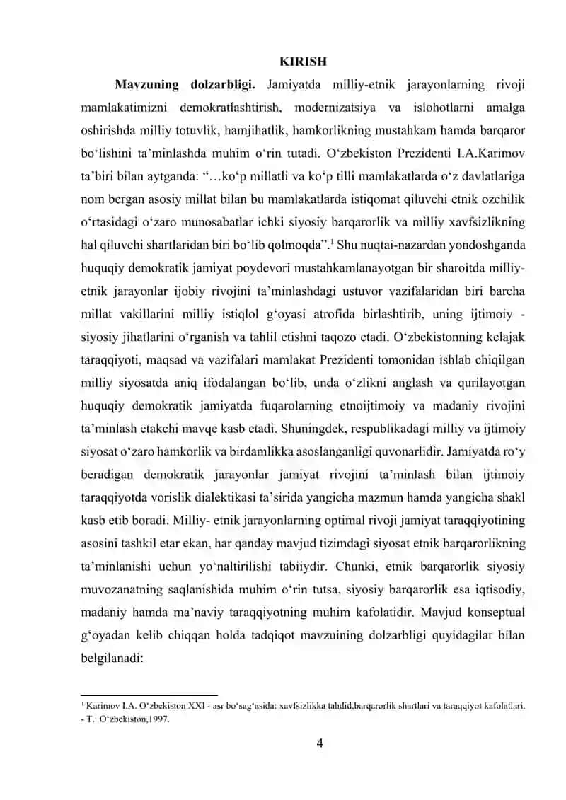 MUSTAQILLIK YILLARIDA MARKAZIY OSIYO MINTAQASIDAGI ETNOSIYOSIY - IJTIMOIY ZIDDIYATLAR VA ULARNING YECHIMLARI 4