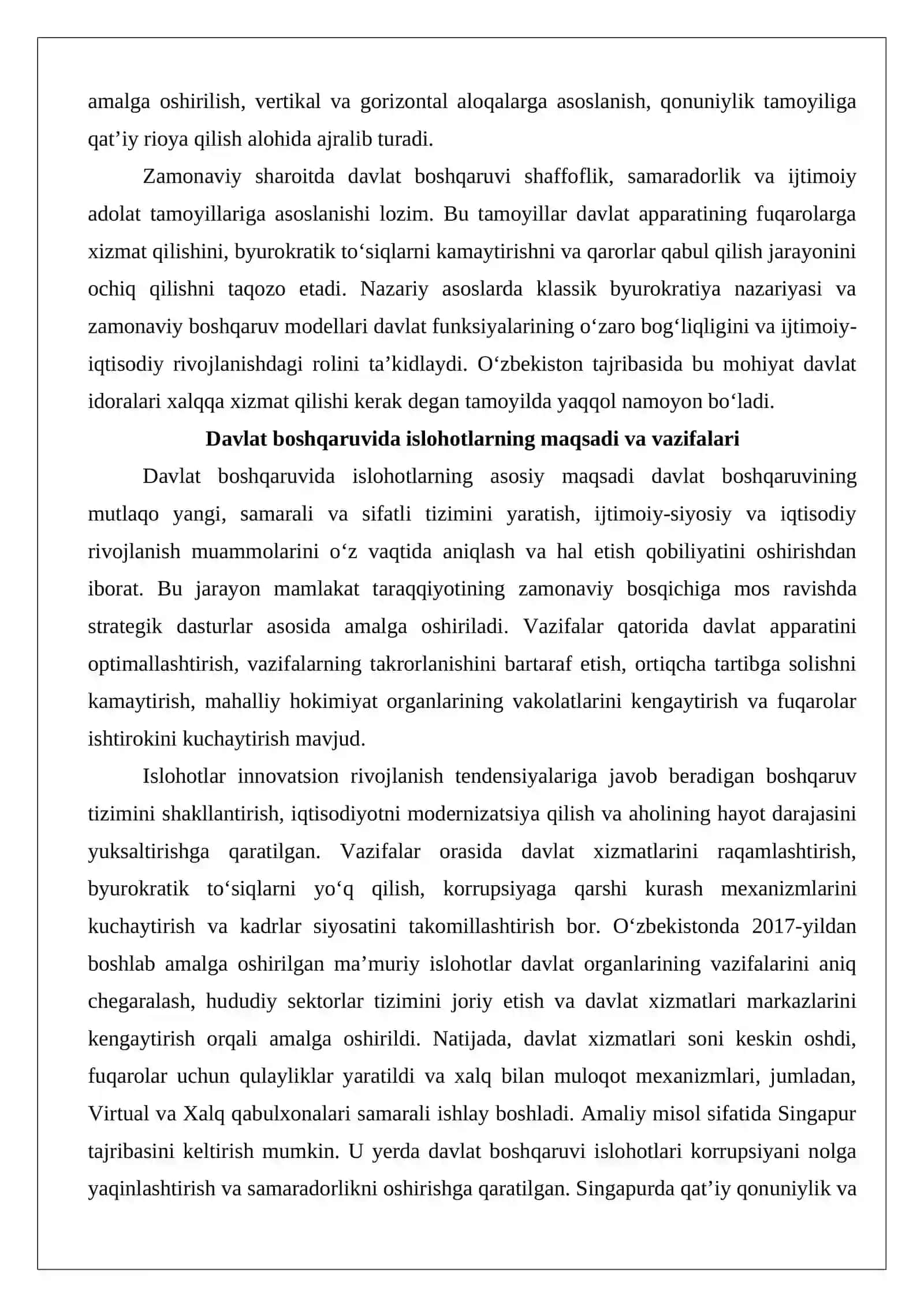 Davlat boshqaruvini isloh qilish yo’nalishlari 4