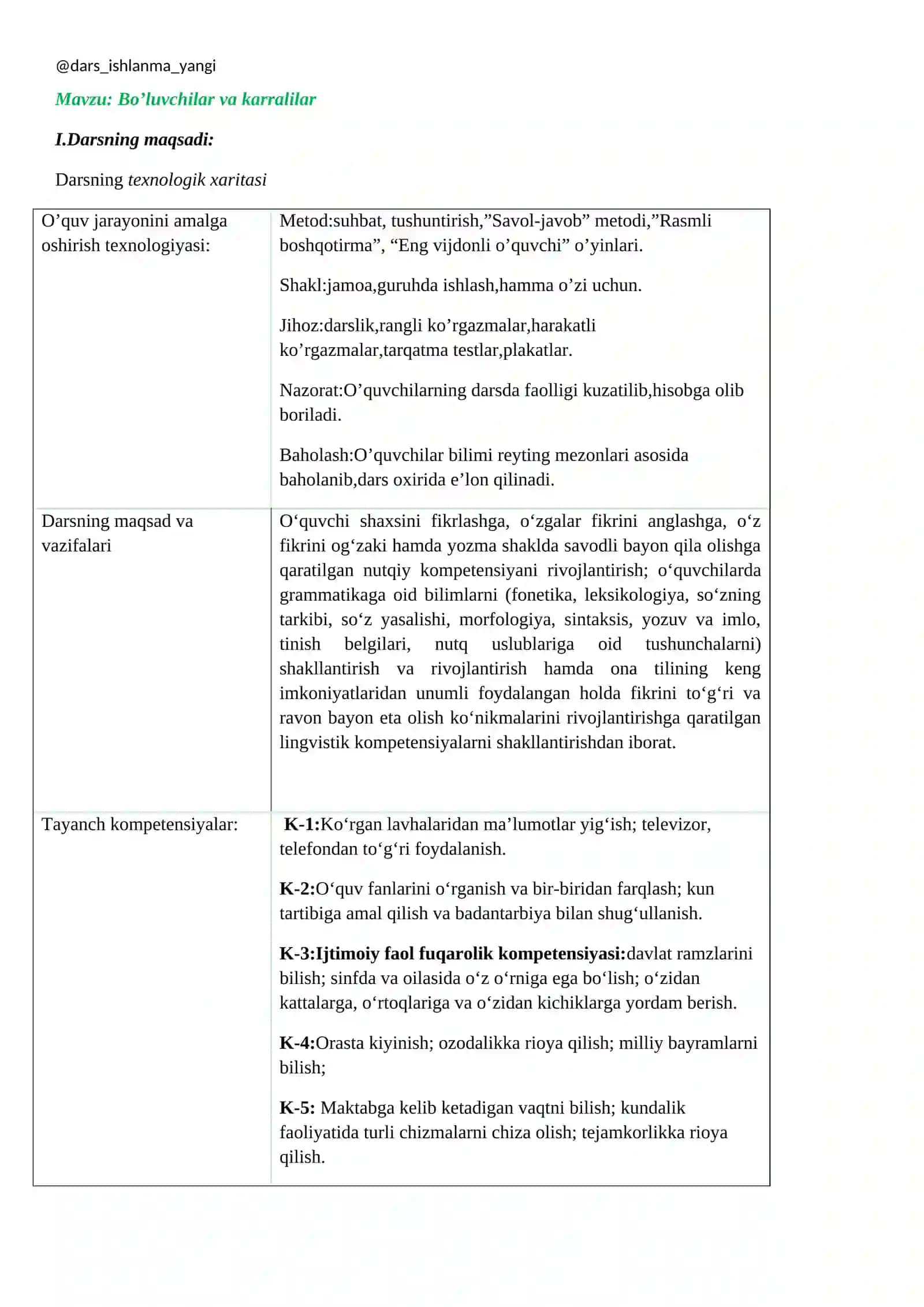 2-sinf matematika fanidan 1 soatlik dars 4