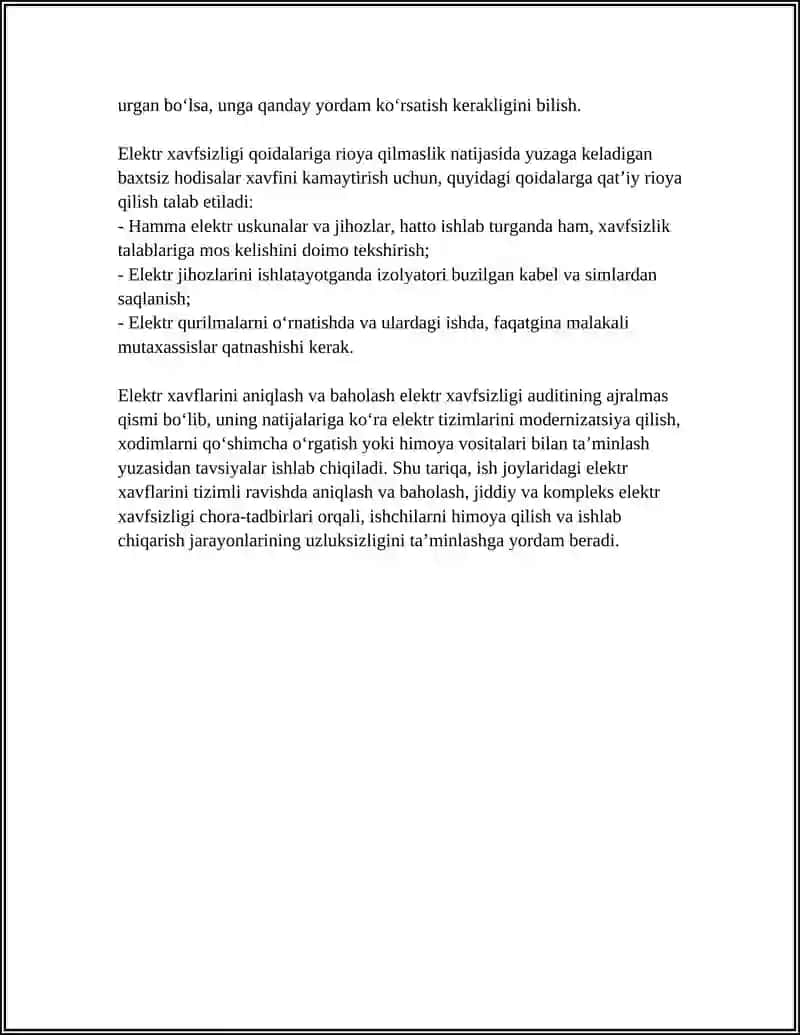 ISH JOYIDA ELEKTR XAVFSIZLIGI QOIDALARI 4
