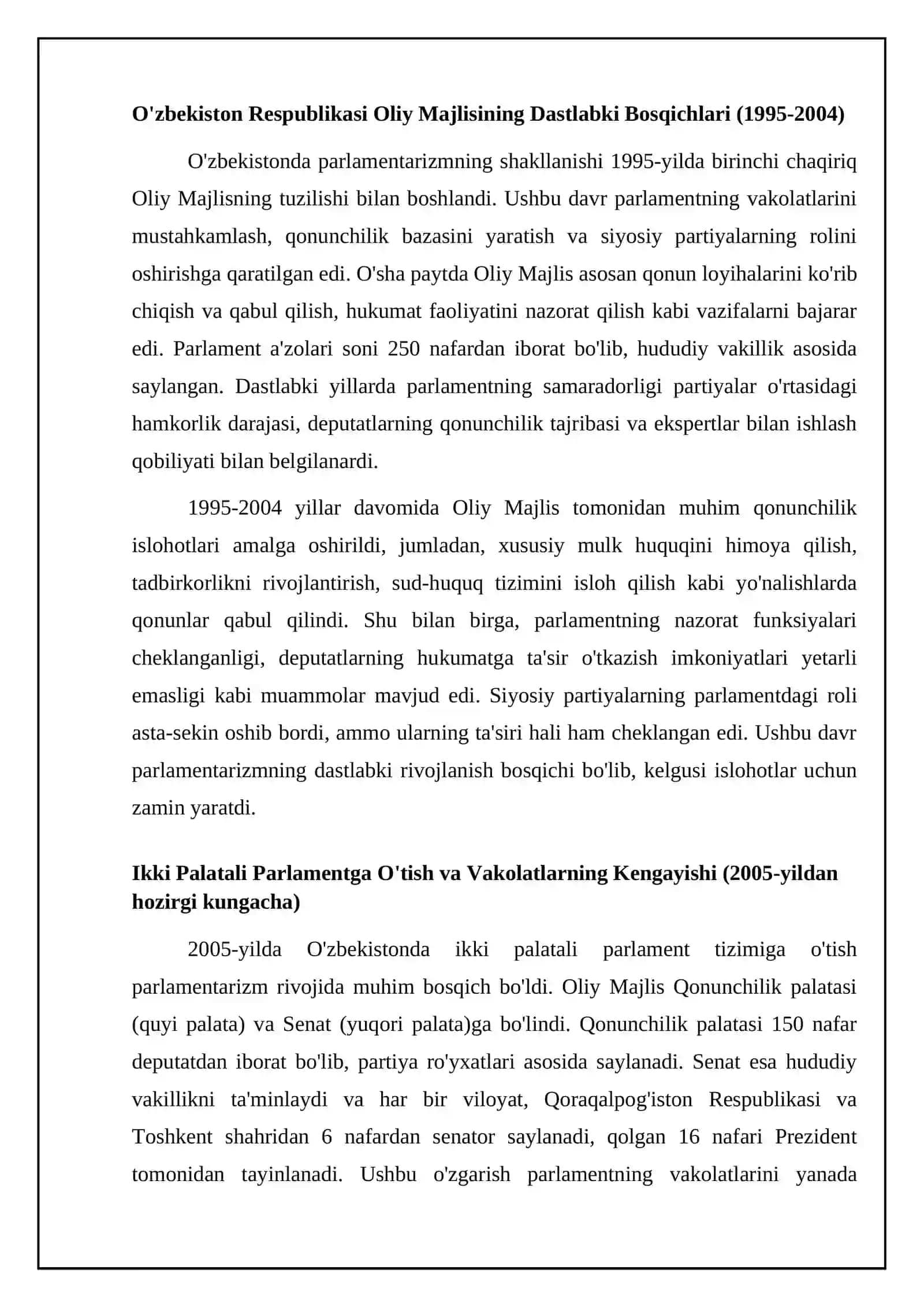 O'zbekistonda Parlamentarizmning Shakllanishi va Evolyutsiyasi 4