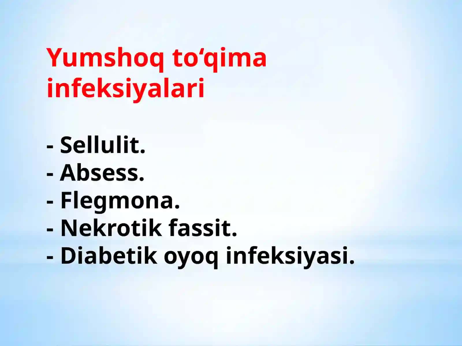QANDLI DIABETLI BEMORLARDA YUMSHOQ TO’QIMALAR XIRURGIK INFEKSIYASINI DAVOLASH USULLARI 4