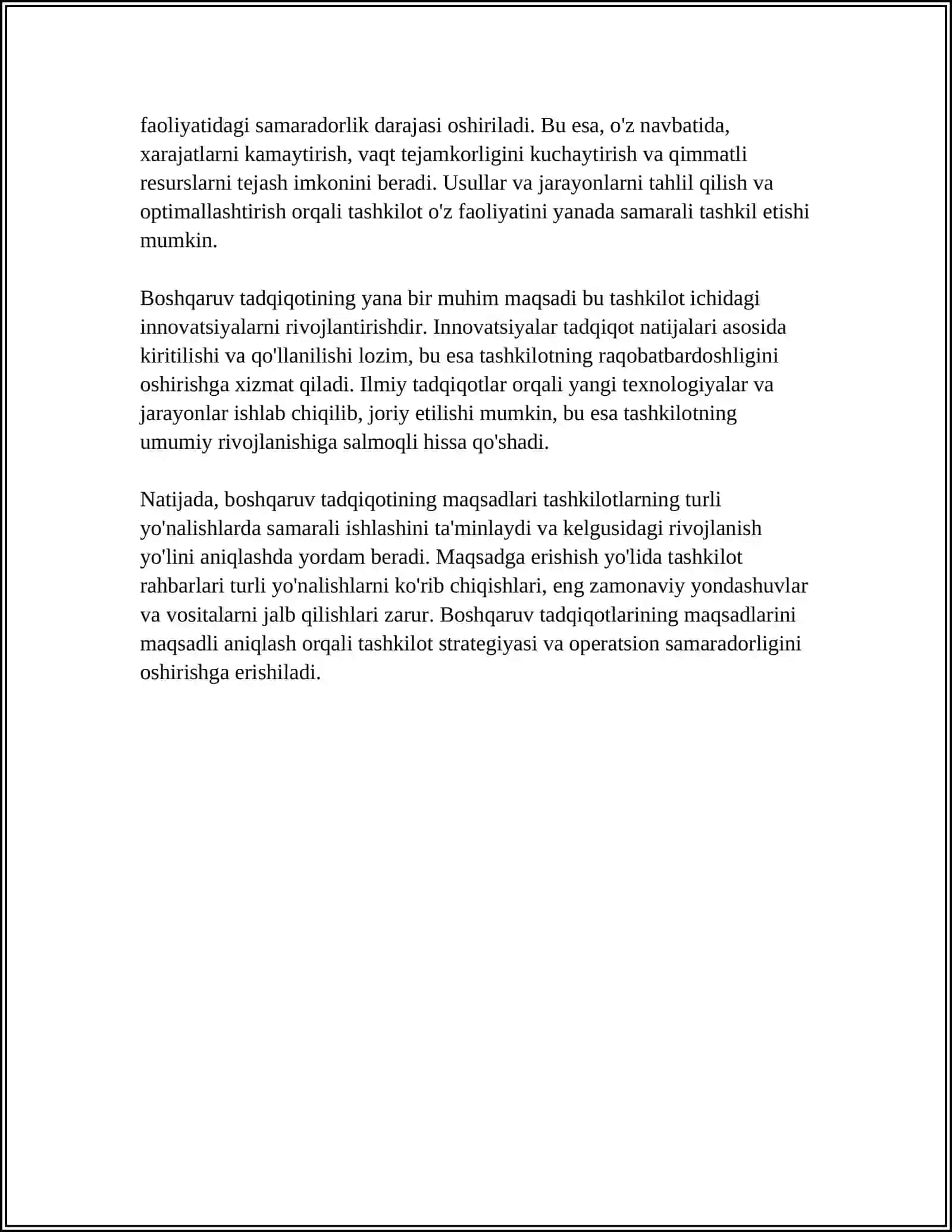 BOSHQARUV TADQIQOTINING MAQSADLARI, VAZIFALARI, OBYEKTI VA PREDMETI 4