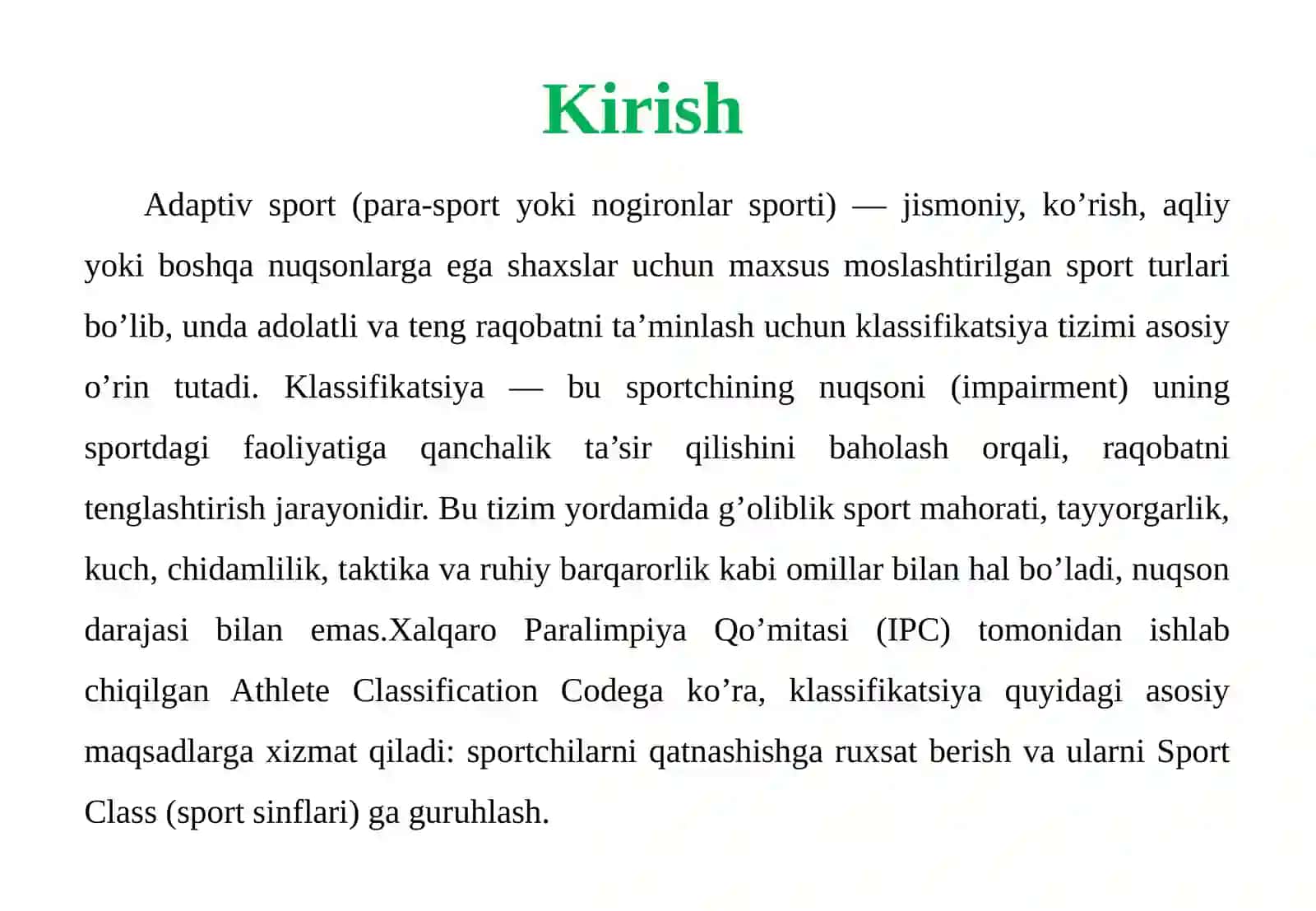 ADAPTIV SPORTDA KLASSIFIKATSIYA VA UNI ANIQLASH USULLARI 4
