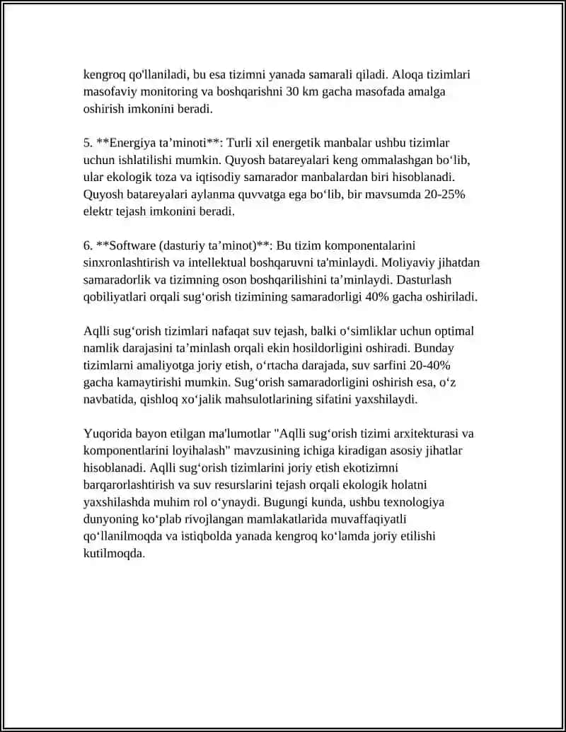 Aqlli sug‘orish tizimi arxitekturasi va komponentlarini loyihalash 4