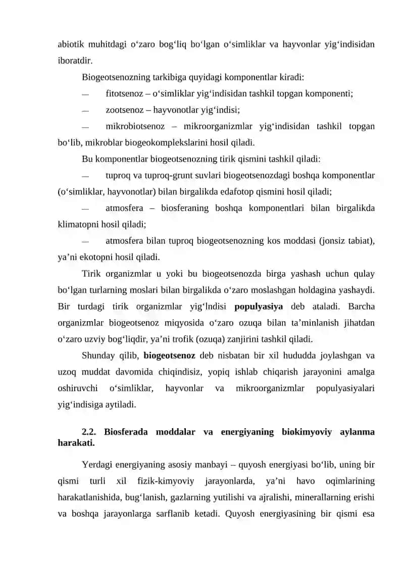 Biosferaning tuzilishi va tarkibi 4