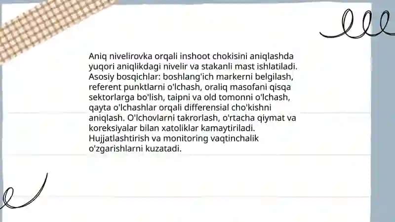 Inshoot chokishini aniqlash uslublari 4