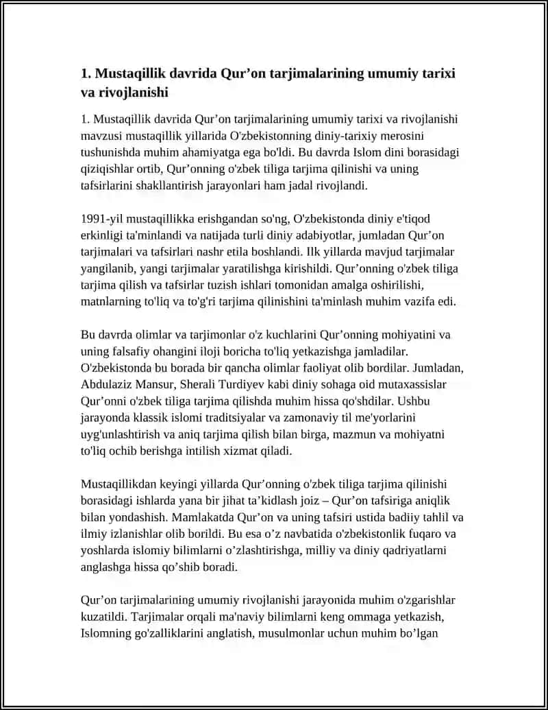 MUSTAQILLIK YILLARIDA QUR’ONNING O’ZBEK TILIGA TARJIMA QILINISHI VA TAFSIRLARI 4