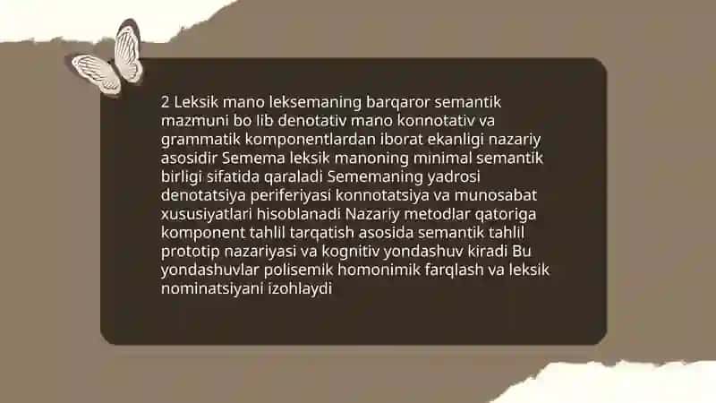 Leksemaning mazmun jihati (semantik tarkibi) 4