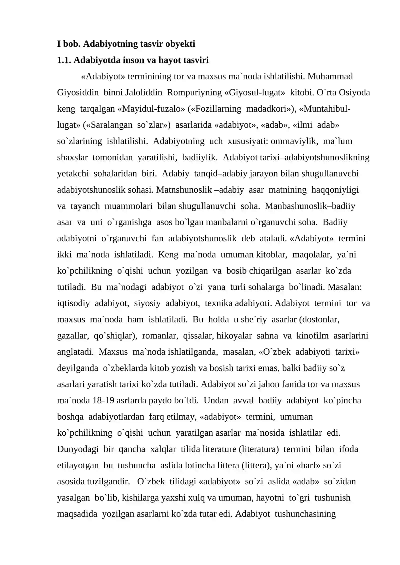 Adabiyotning tasviri obyekti, predmeti va vazifasi 4
