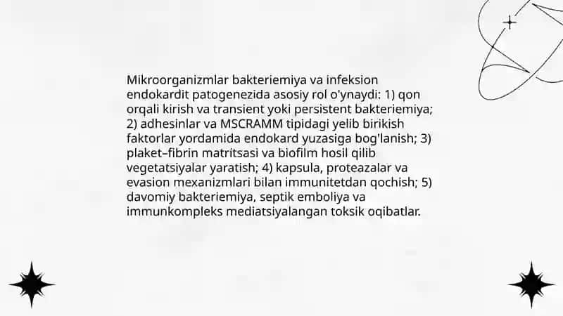 Glomerulonefrit, endokardit,yarali kolit va boshqa kasaliklarni kelib chiqishida mikroorganizmlarni ahamiyati 4