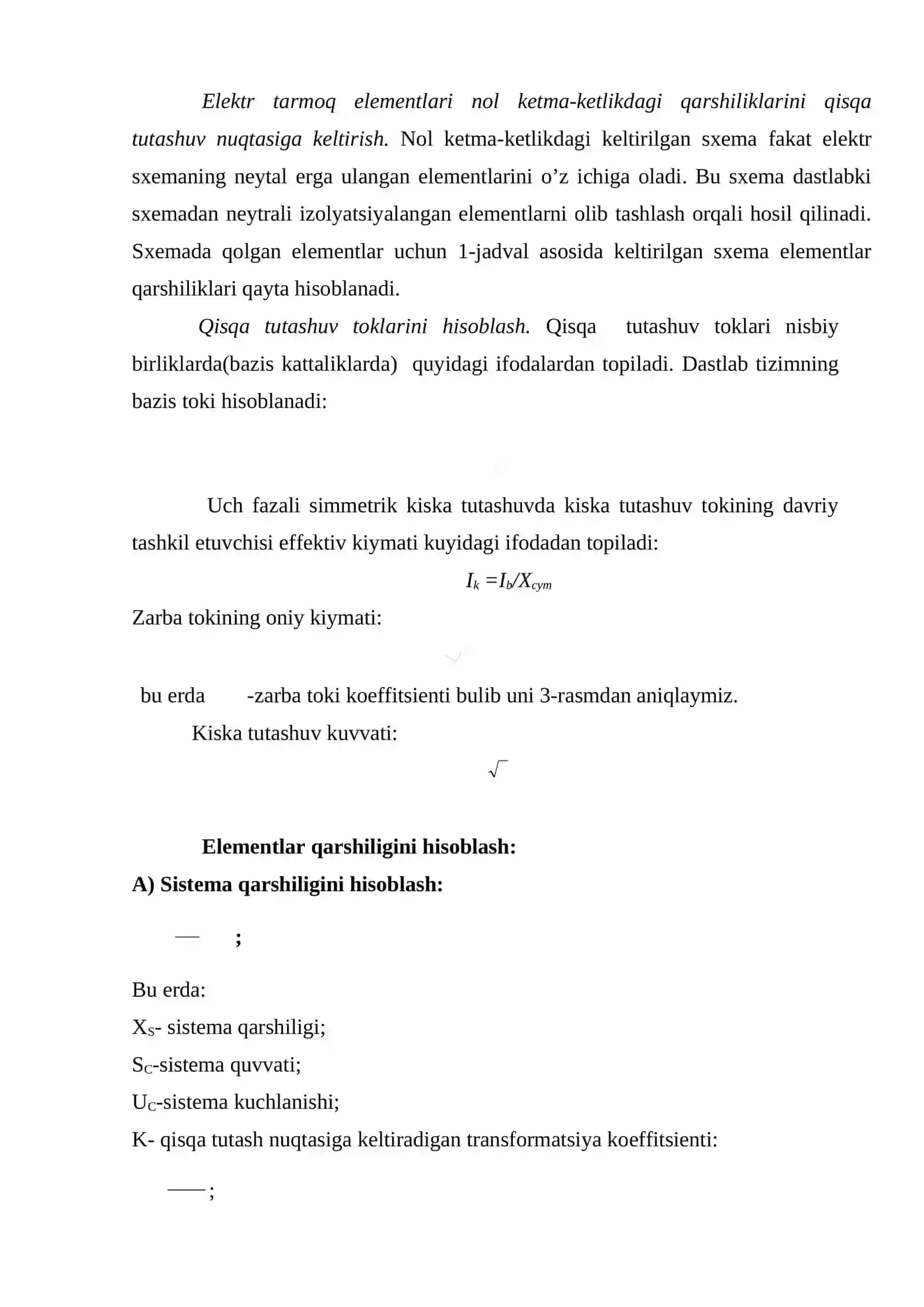 Elektr tarmoq elementlarining qarshiliklarini hisoblash 4