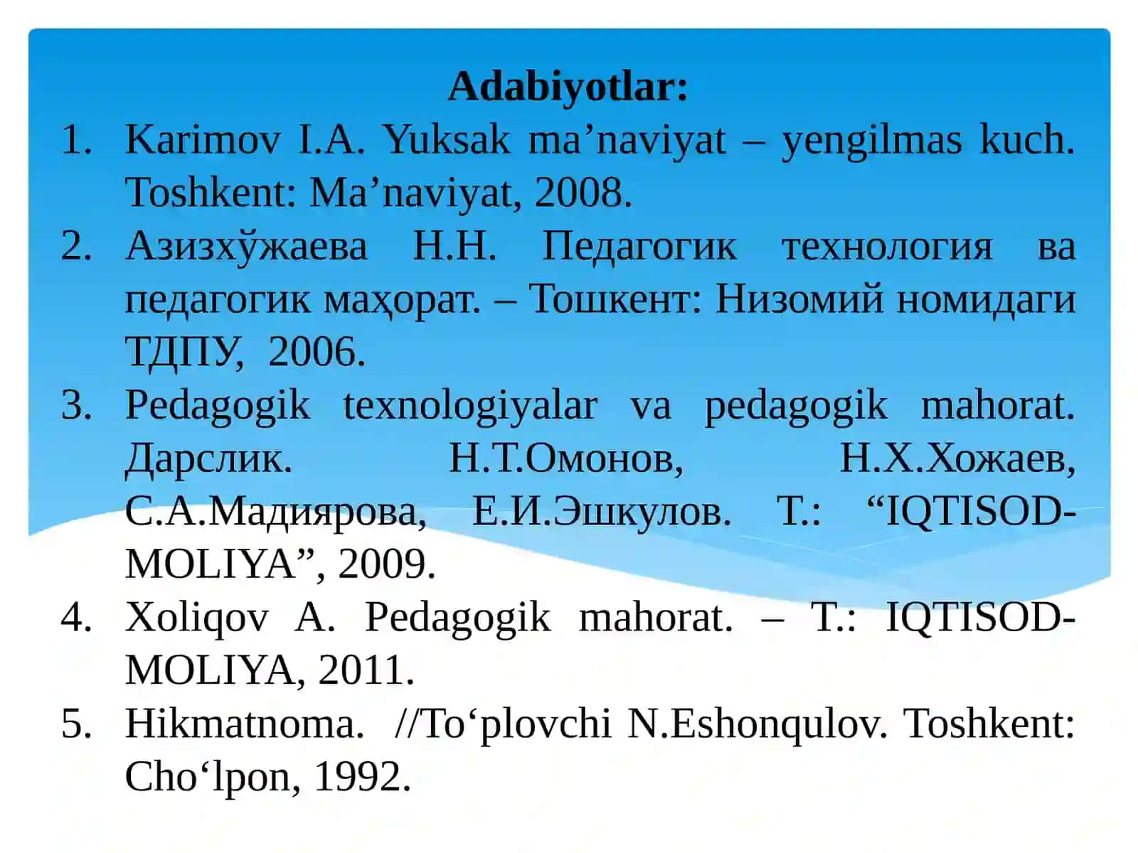Pedagogik texnika haqida tushuncha. Pedagogik texnikani shakllantirish metodikasi.Nutq texnikasi va madaniyati 4