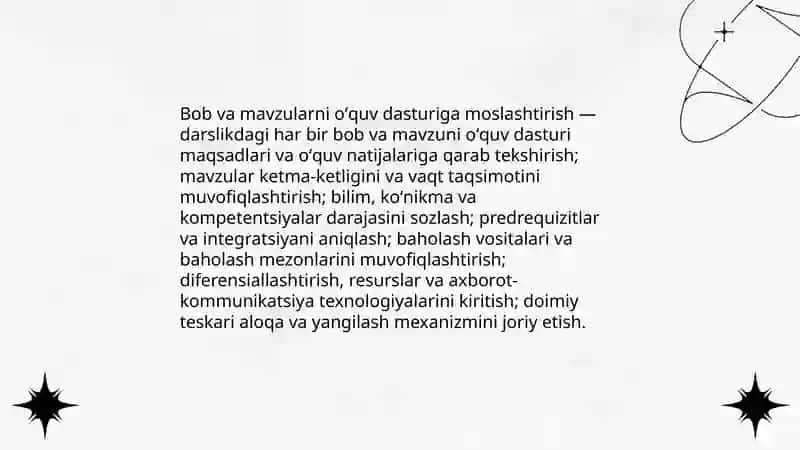 Darslik va oʻquv qoʻllanmalar boʻyicha fan boblari va mavzularini oʻrganish 4