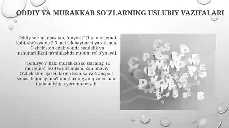 Soʻzlarning Tuzilishiga kora turlari sodda va qoshma sozlar ularning uslubiyati 4