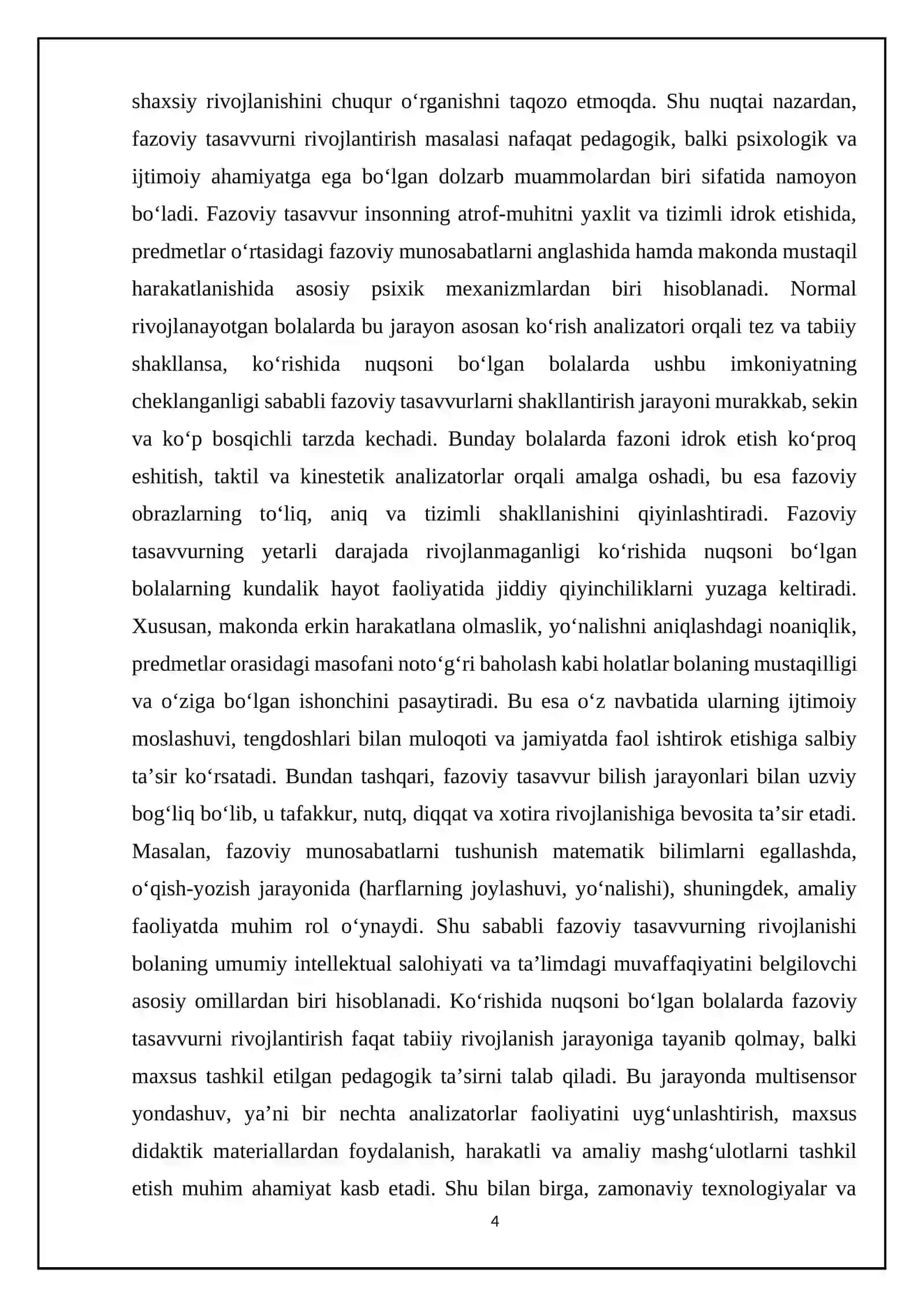 Ko‘rishida nuqsoni bo‘lgan bolalarda fazoviy tasavvurni rivojlantirishning o‘ziga xos xususiyatlari 4