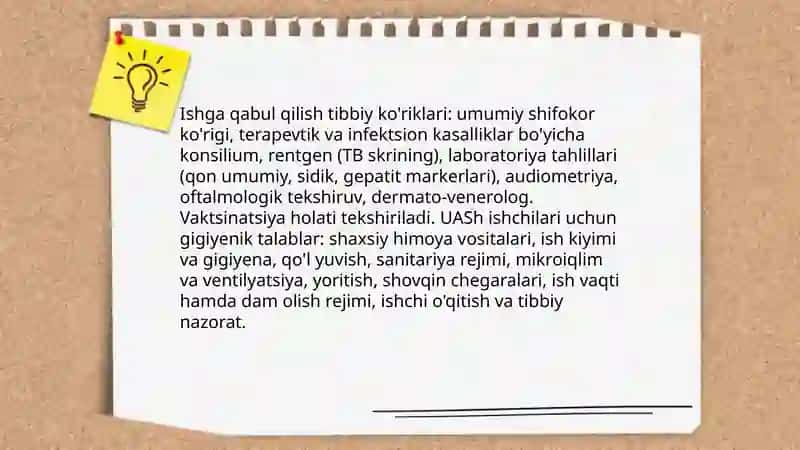 UASh ishining gigiyenik jihatlari tibbiy ko'riklar 4