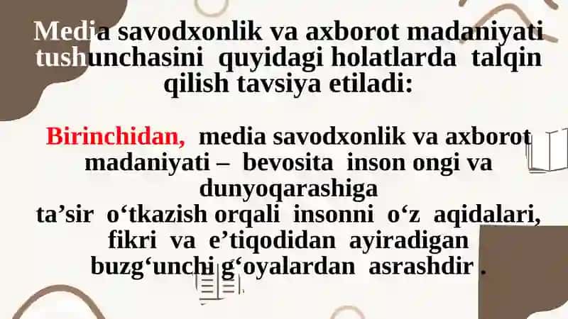 MEDIASAVODXONLIK VA           AXBOROT MADANIYATI          EVOLYUTSIYASI,   UNING JAMIYATDAGI AHAMIYATI 4