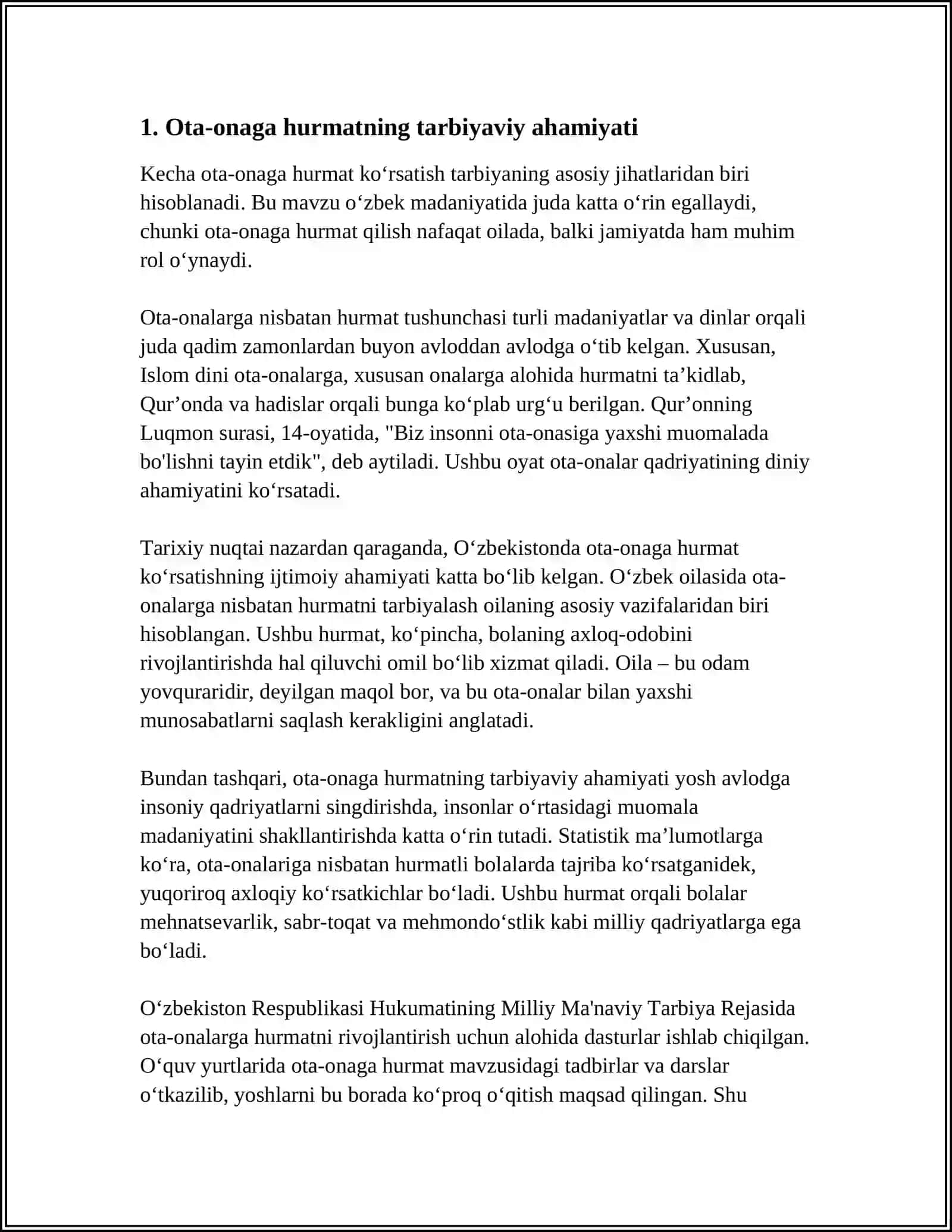 IMOM BUXORIY HADISLARIDA OTA ONA HAQIDAGI HADISLARNING PEDAGOGIK AHAMYATI 4