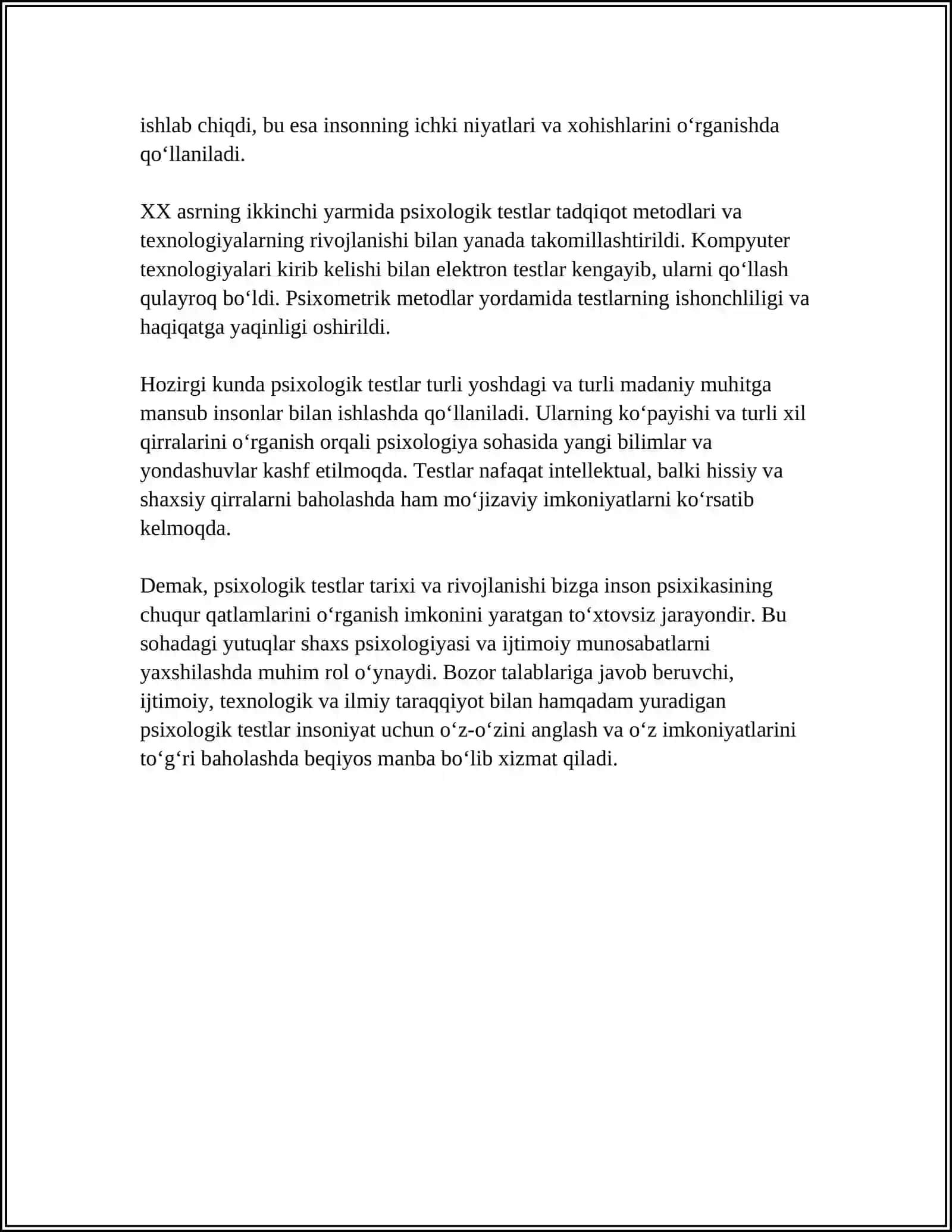 PSIXOLOGIK TESTLAR VA ULARNING IMKONIYATLARI 4