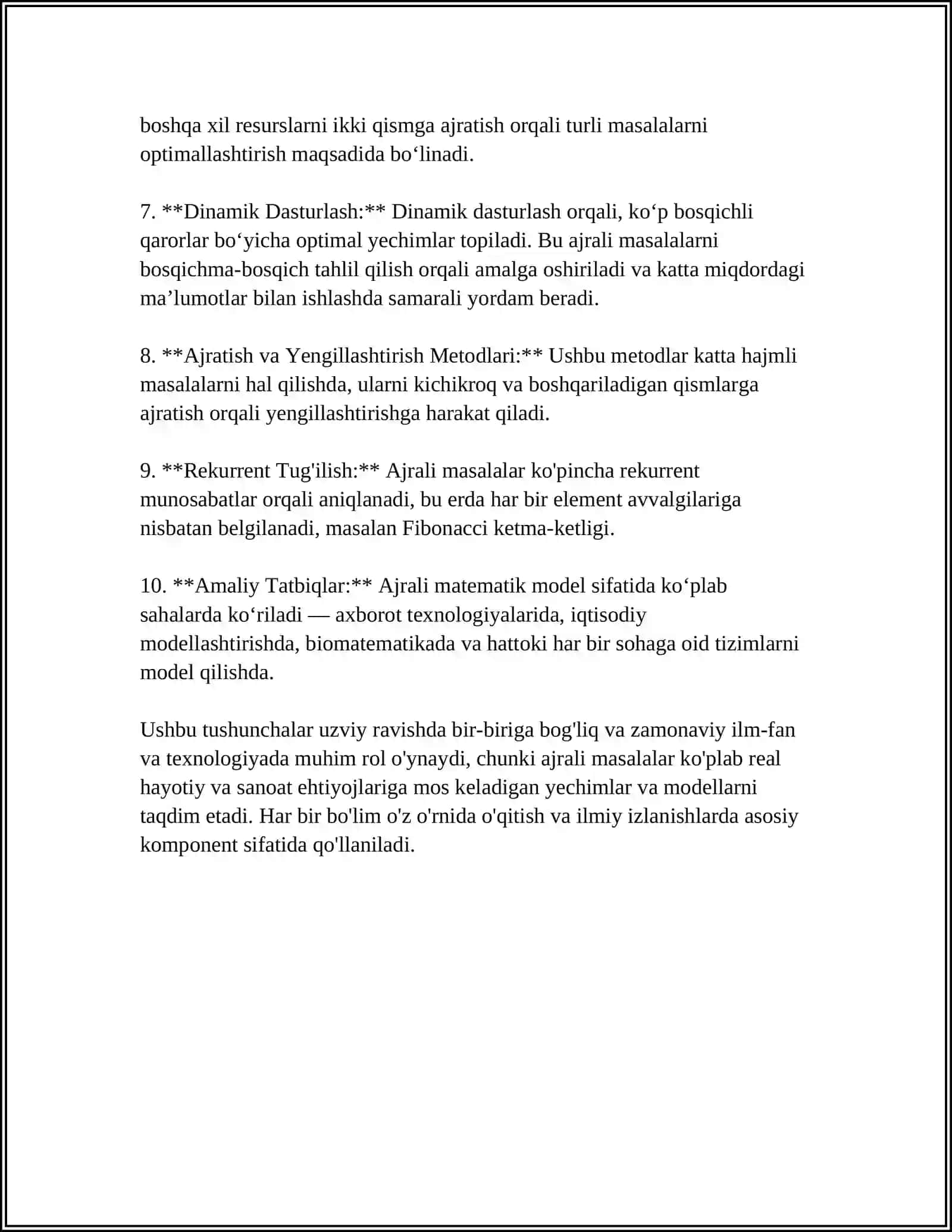 AYIRMALI MASALANING QO'YILISHI VA APPROKSIMATSIYA XATOLIGINI BAHOLASH 4