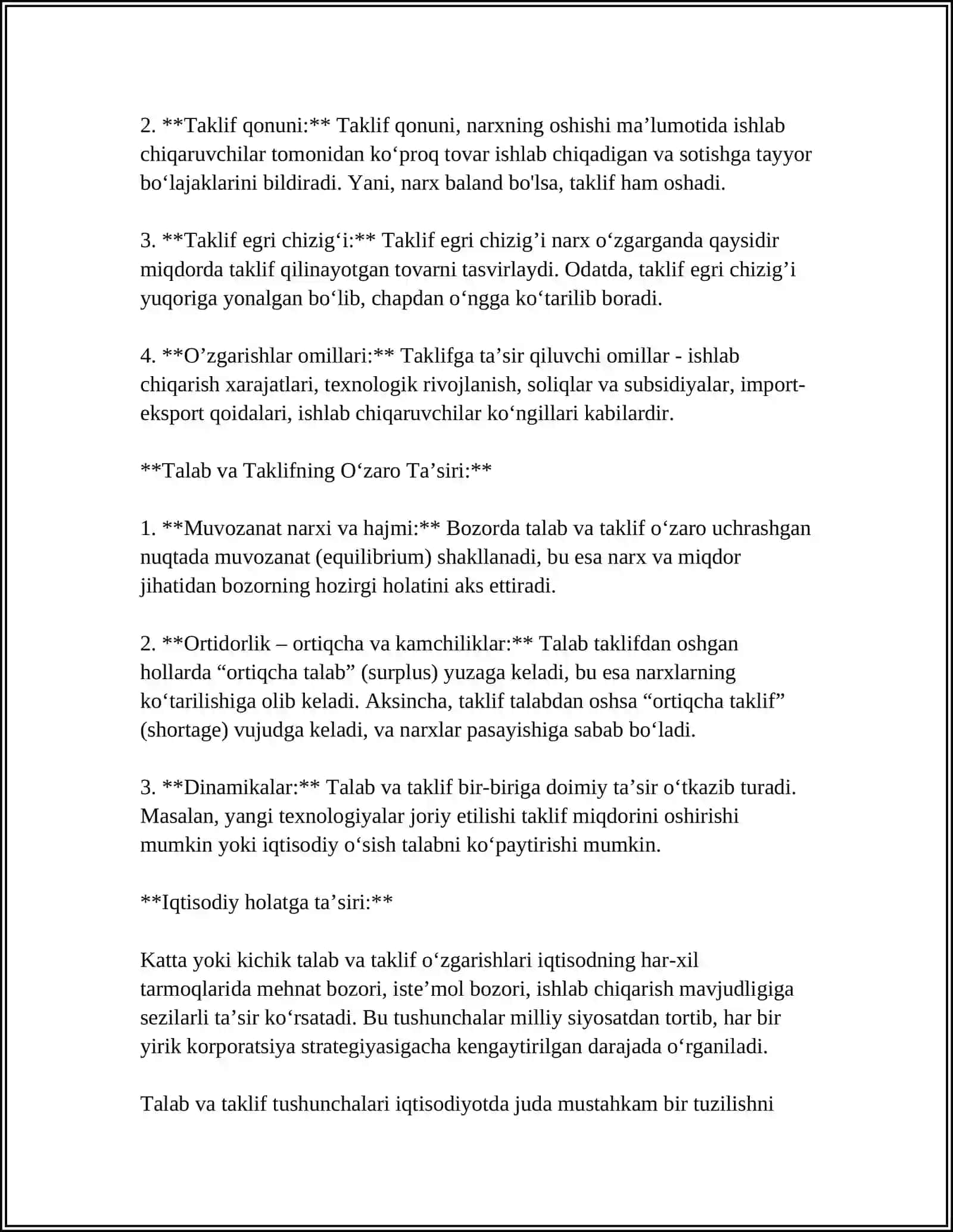TALAB VA TAKLIFNING OʻZGARUVCHANLIGI HAMDA UNING TAMOYILLARI 4