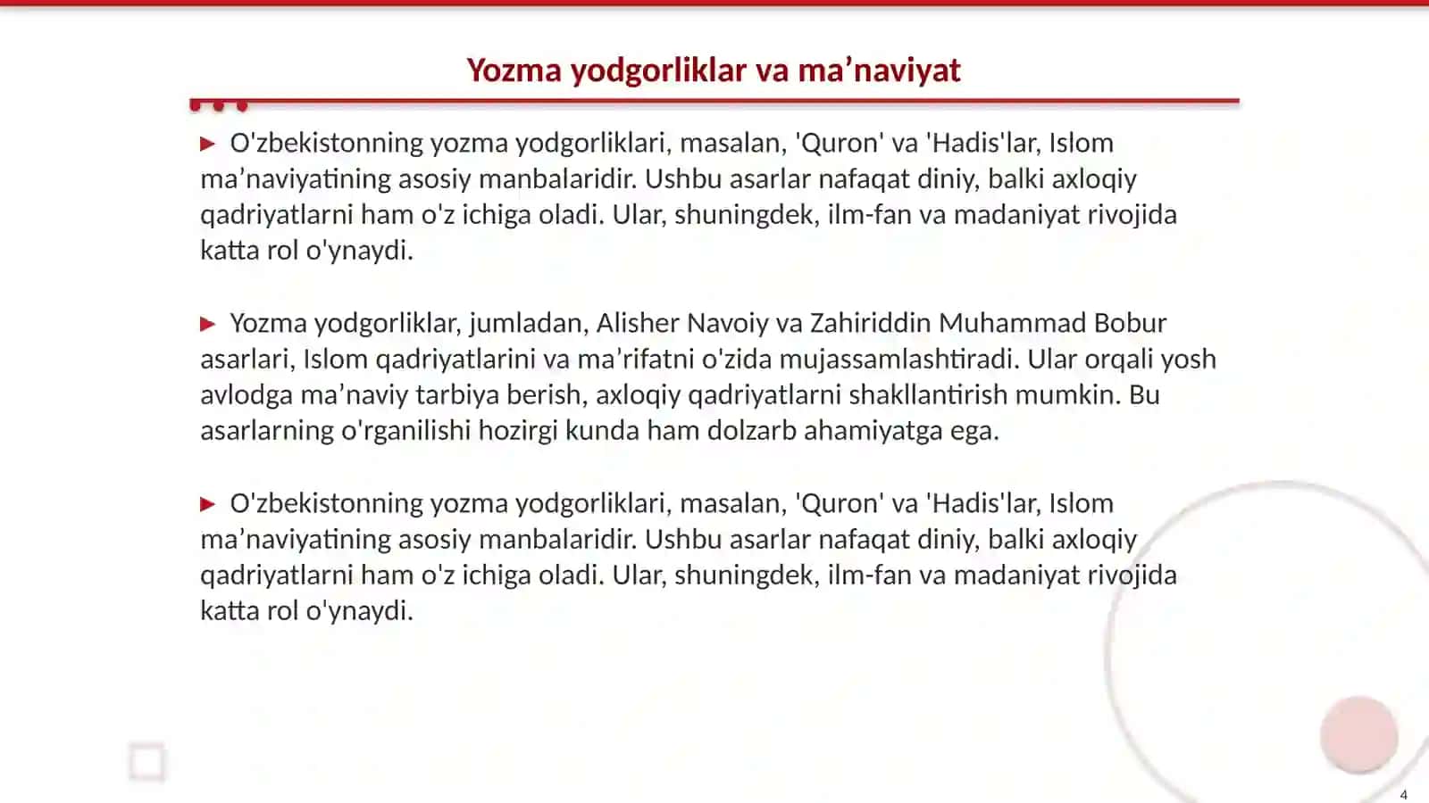 Islom qadriyatlari va maʼrifatning hozirgi davrdagi ahamiyati 4