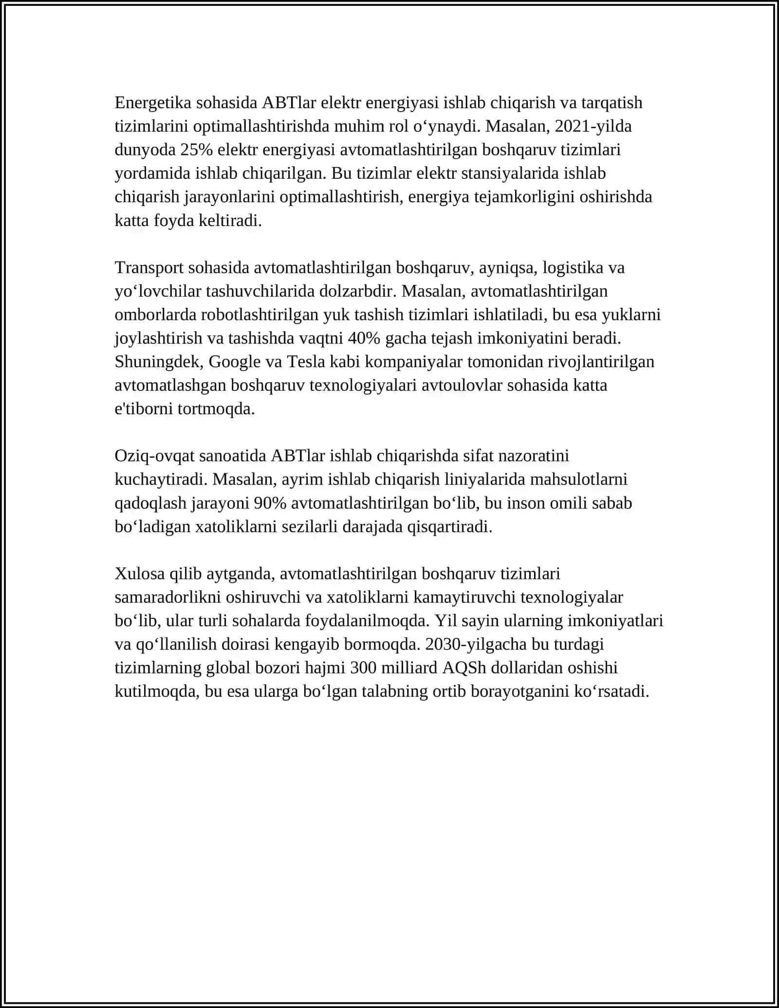 Avtomatlashtirilgan boshqaruv tizimlari 4