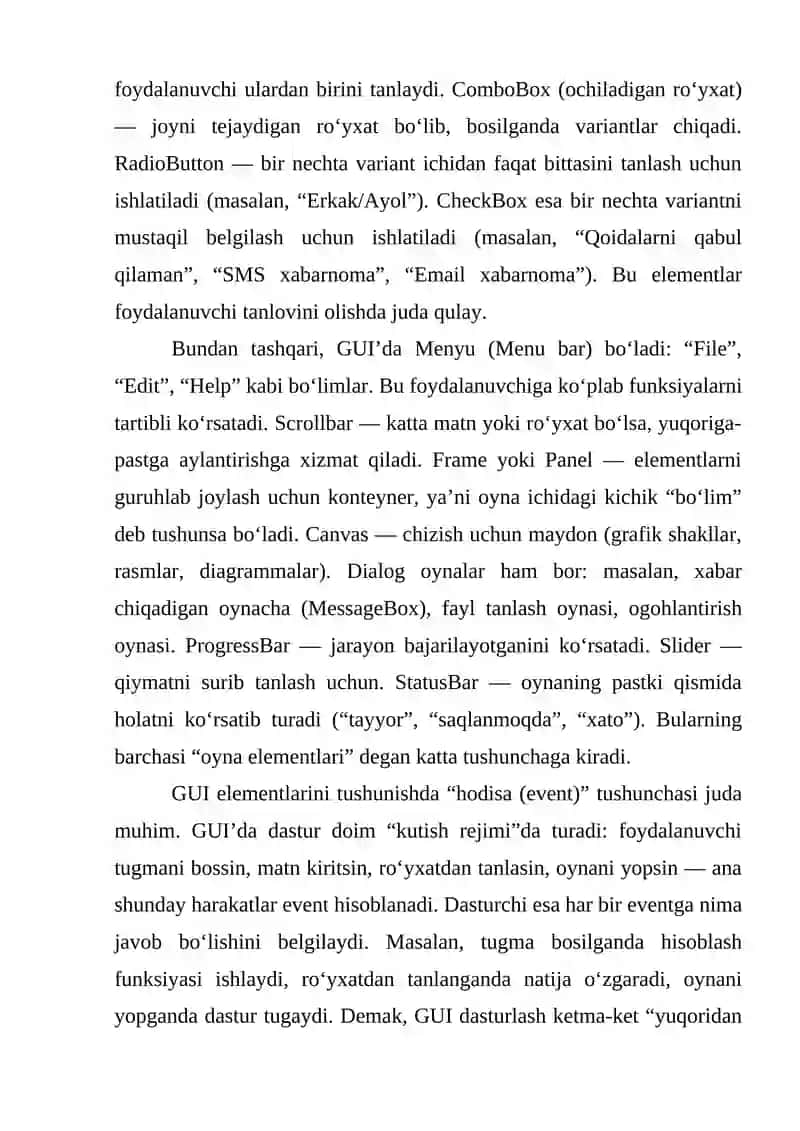 Oyna va uning elementlari bilan ishlash 4