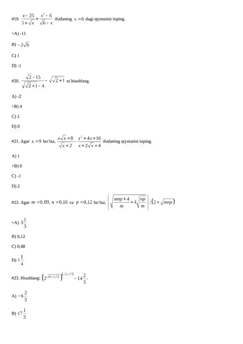 Matematikadan 30 talik test 4