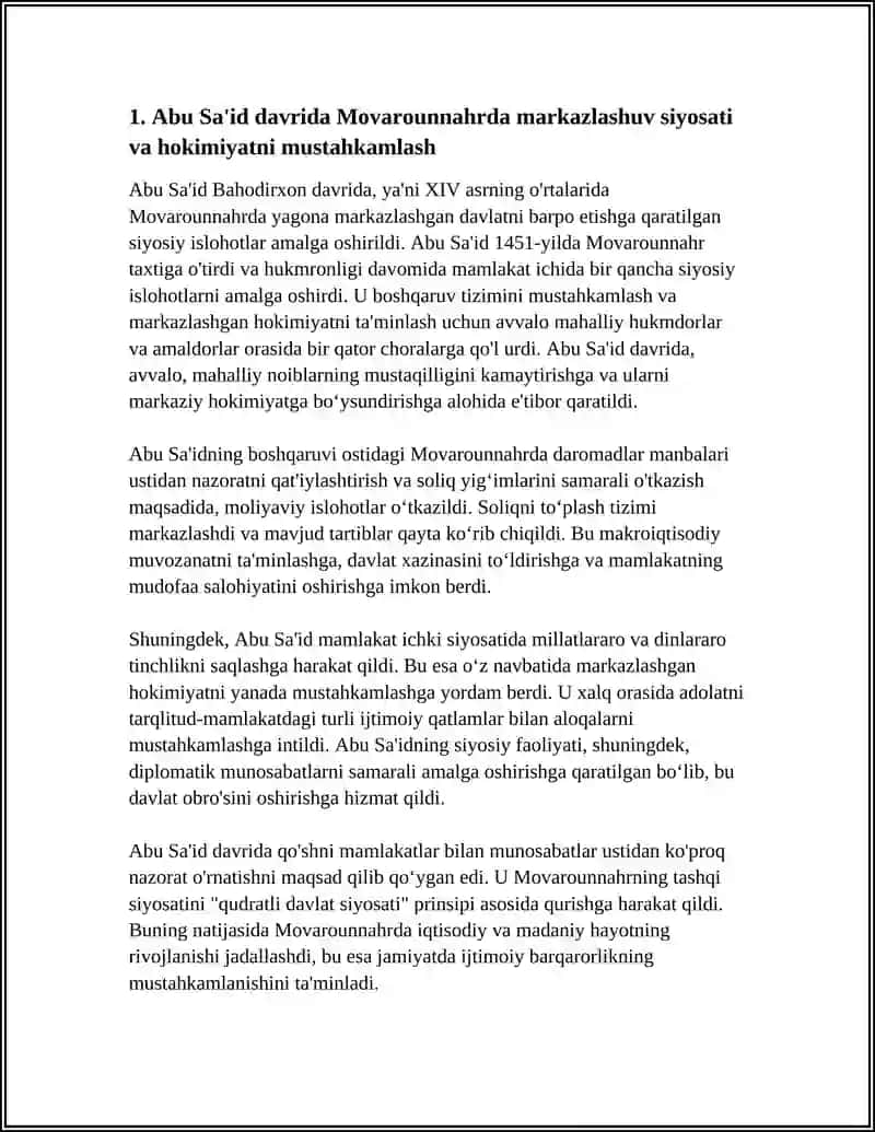 ABU SAID VA UNING AVLODLARI DAVRIDA MOVARAUNNAHRDAGI SIYOSIY JARAYONLAR 4