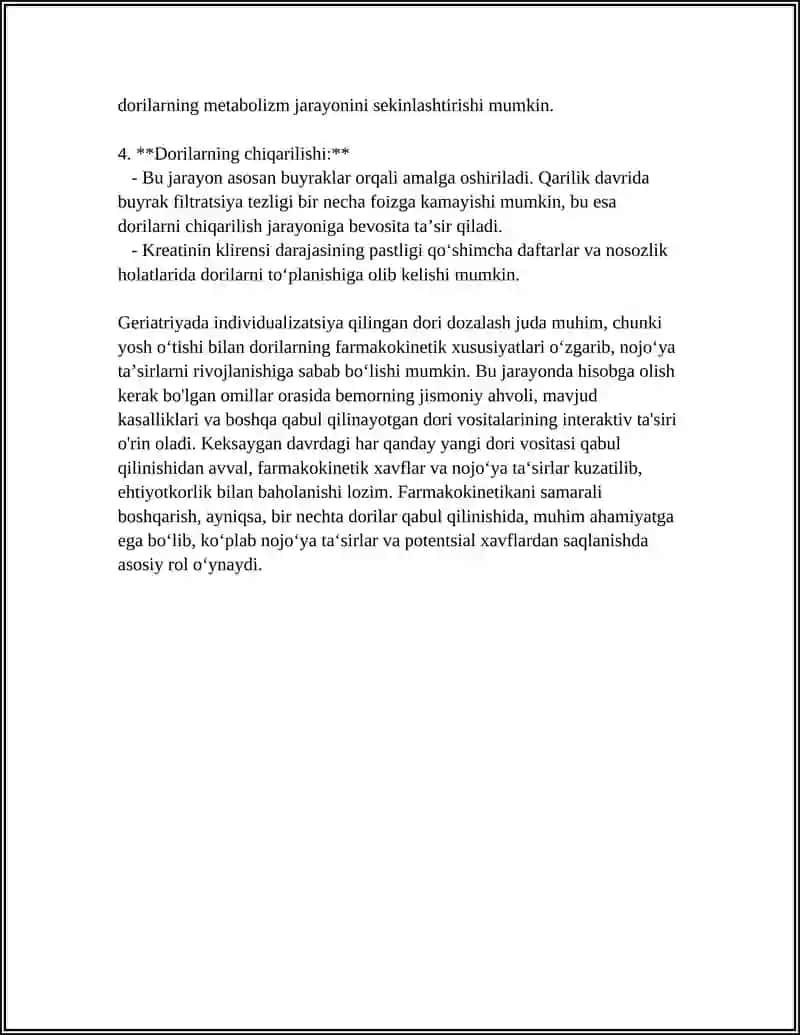 GERIARTIYA AMALIYOTIDA QOʻLLANILADIGAN DORILAR XAQIDA UMUMIY MAʼLUMOT 4