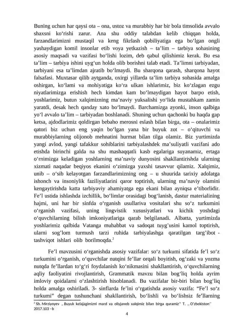 4-sinfda "Bo‘lishli va bo‘lishsiz fe’llar" mavzusini o‘rgatishda didaktik materiallardan foydalanish 4