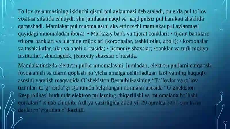 Pul aylanmasi va uning tarkibi 4