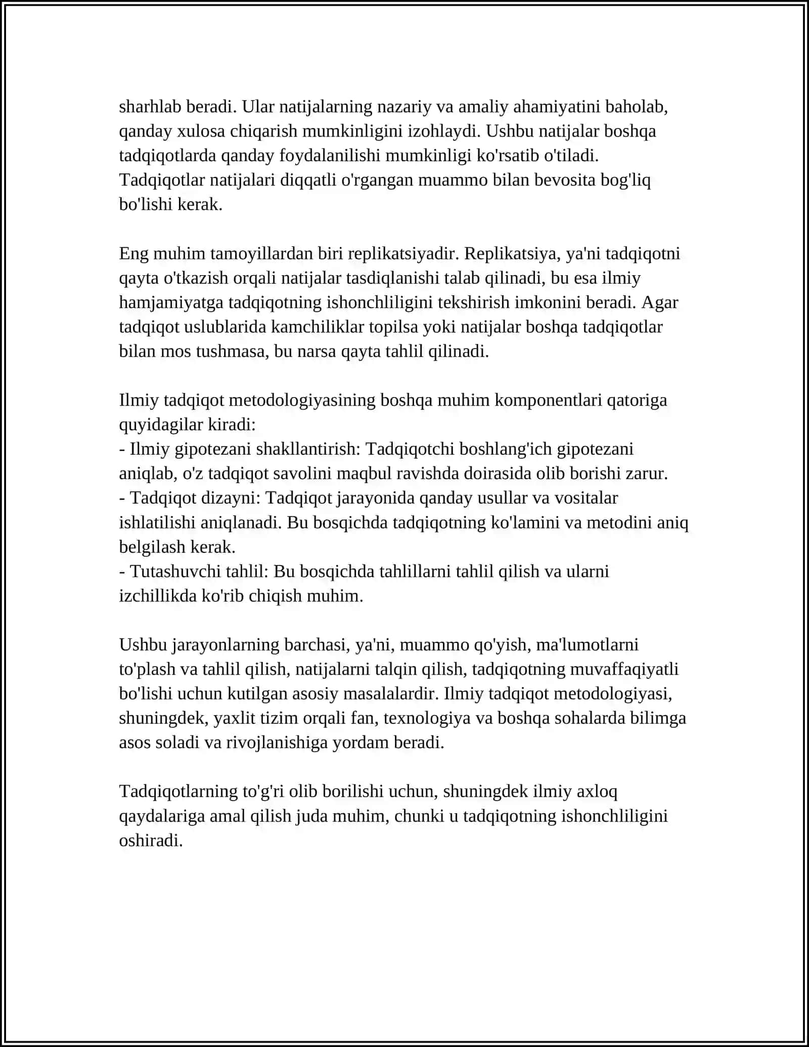 MUOMO VA DALIL ILMIY TADQIQOTNING DASTLABKI ASOSLARI EKSPIRAMENT 4