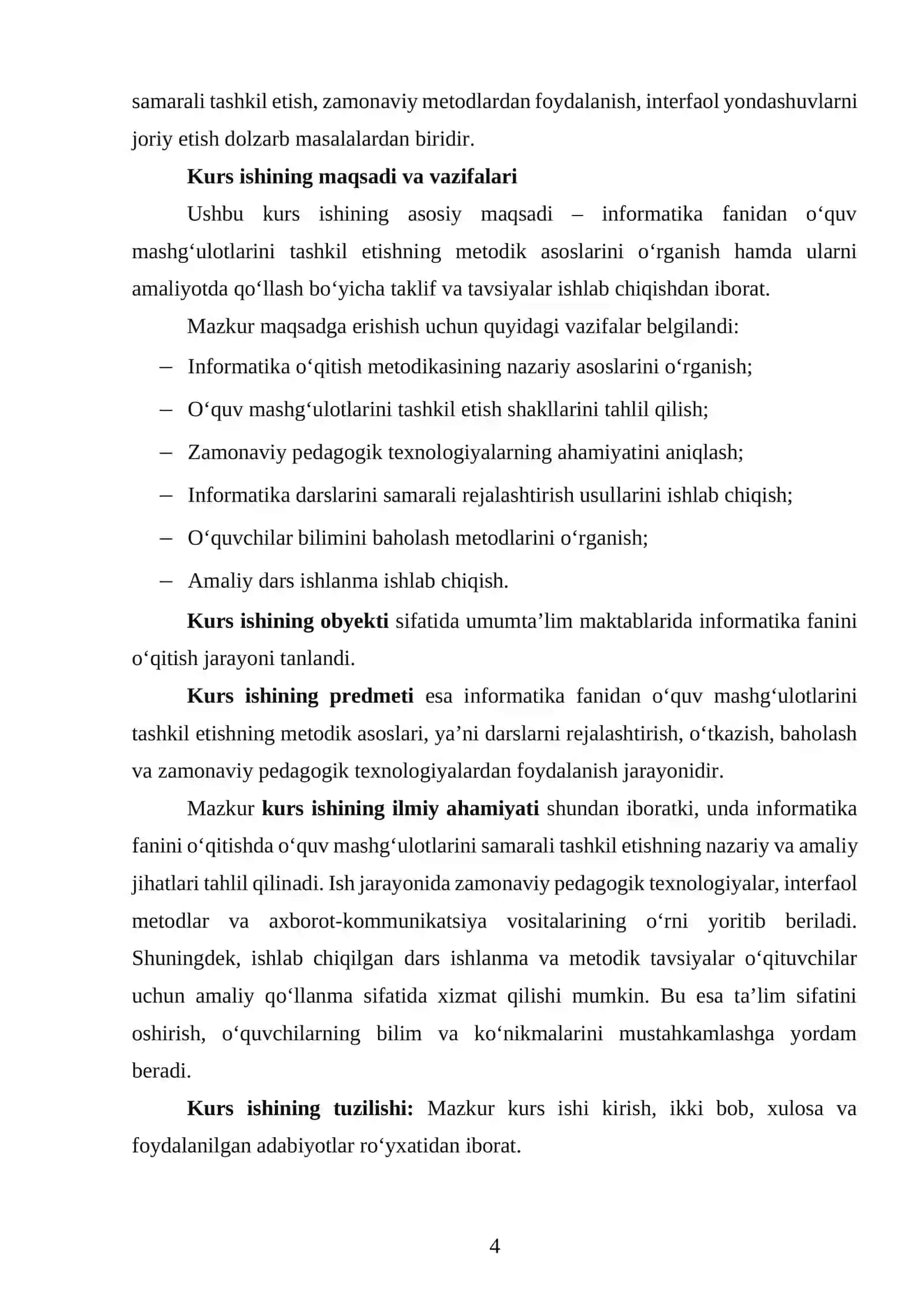 Informatika fanini o‘qitishning naẓariy-metodik asoslari 4