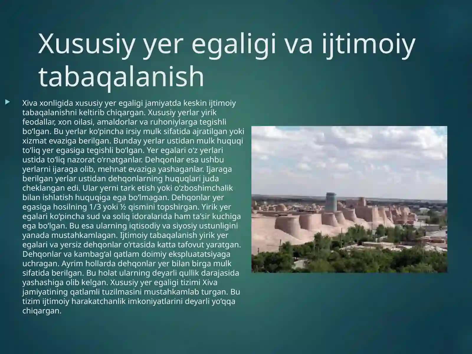 Xiva xonligida feodal yer egaligi va davlat tuzilishi 4