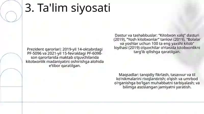 Maktab Oquvchilarida Kitobxonlik Madaniyatini Rivojlantirishda Prezident Qarorlari Va Dasturlari 4