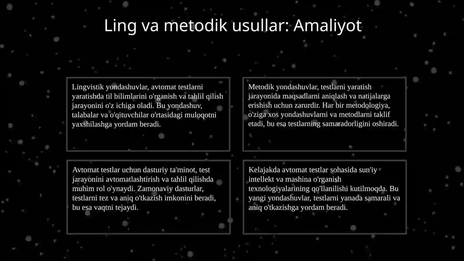 Ling va metodik avtomat testlarni yaratish usullari 4