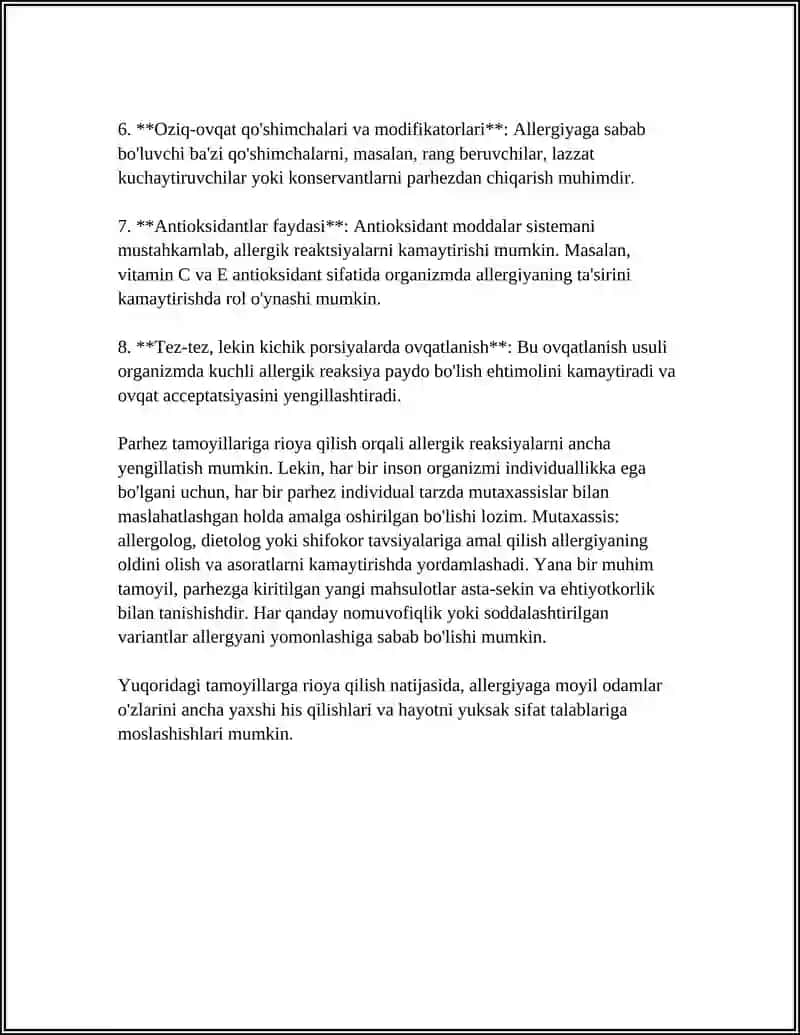 ALLERGIK KASALLIKLARDA PARHEZ BN DAVOLASH 4