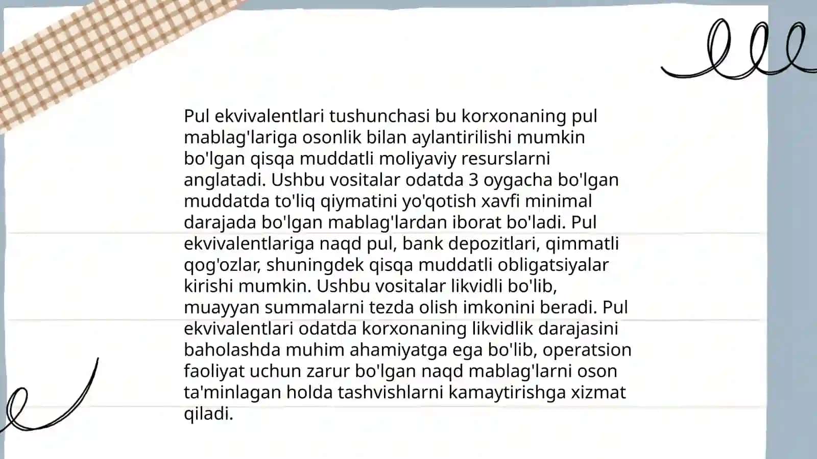Pul mablag'lari va pul ekvivalentlari 4