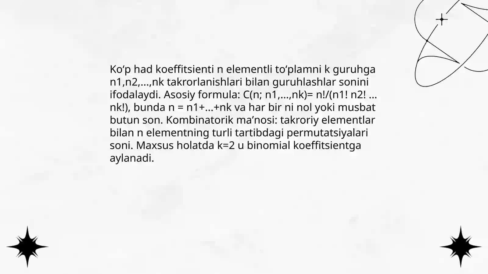 Takrorli gruppalashlar. Koʻp had formulasi 4