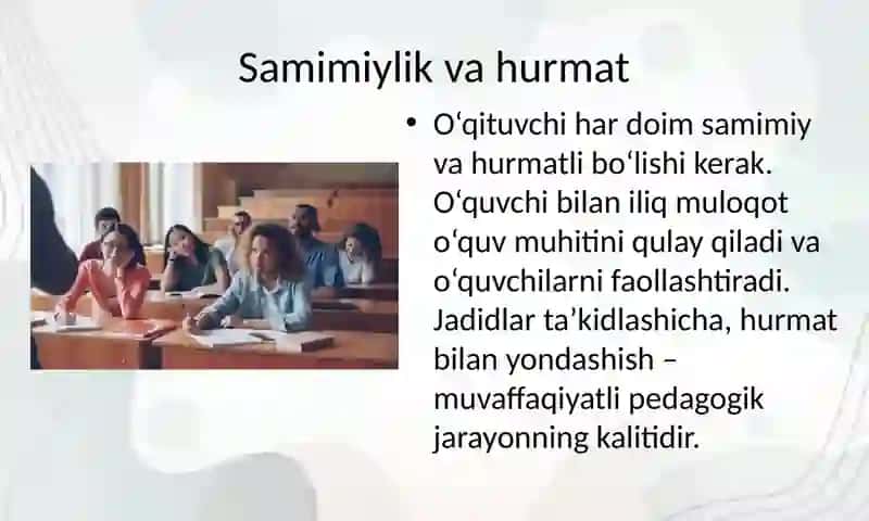 O‘QITUVCHINING KOMMUNIKATIV QOBILYATINI RIVOJLANTIRISHGA QO‘YILADIGAN TALABLAR 4