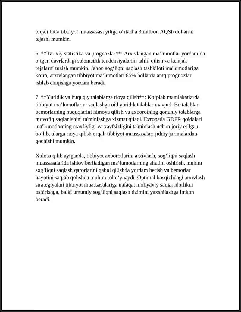 Tibbiyot axborotlarini arxivlash usullari 4