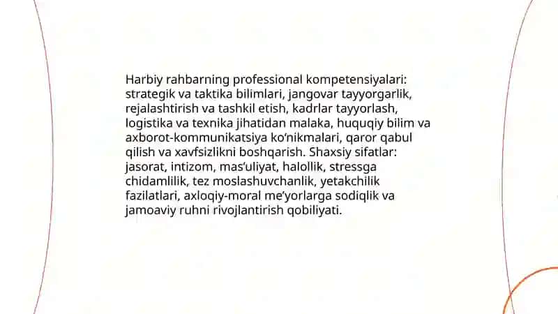 Harbiy raxbar mahoratining mazmuni uni shakilantirish va takomilashtirish 4