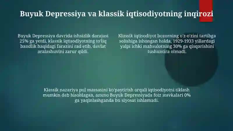 Keyns talimotiga turtki bolgan shart sharoitlar test 10 ta 4