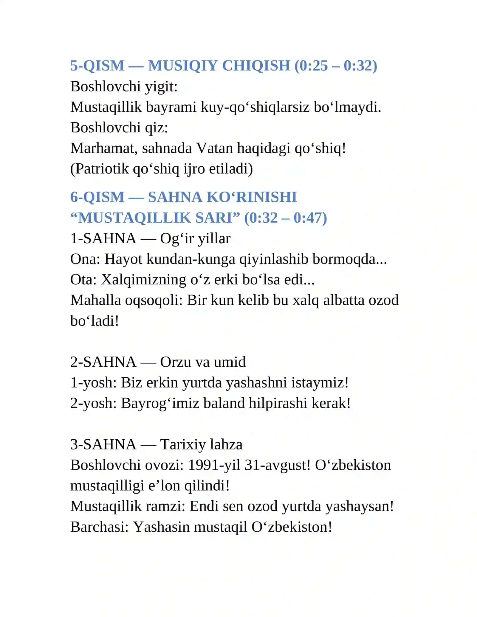 Mustaqillik bayram tadbiri ssenariysi 4